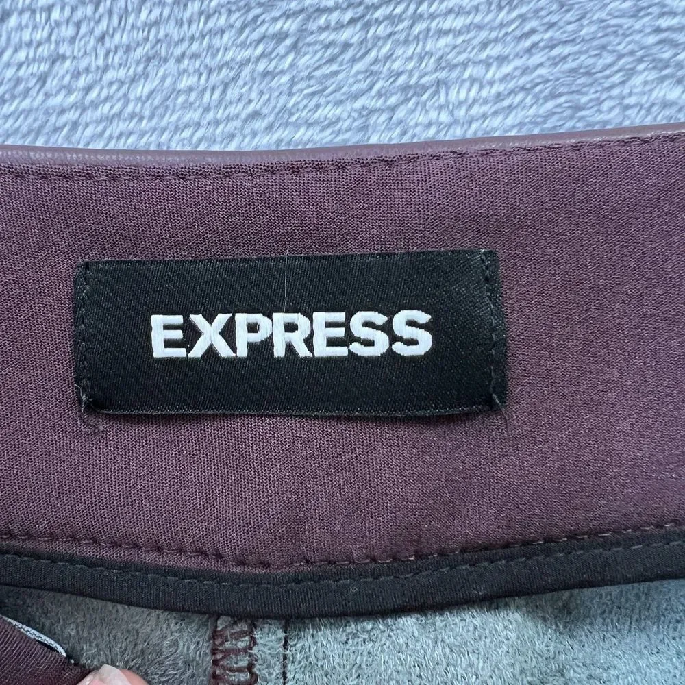 Express Faux Vegan Leather Womens Size 2S‎ Plum Ankle Super High Rise Classic